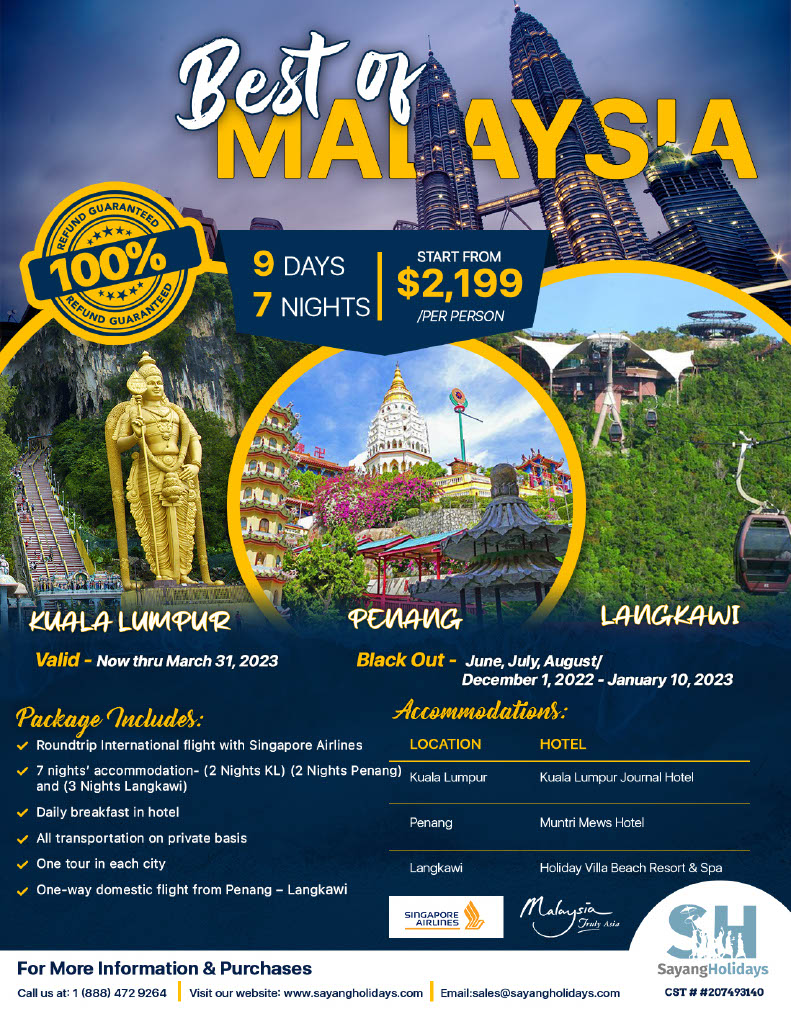 Sample Itinerary – Best of Malaysia – Malaysia Awaits You
